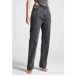 MANIERE DE VOIR ! RHINESTONE Black Straight Leg Jeans with Classic Design! NWT